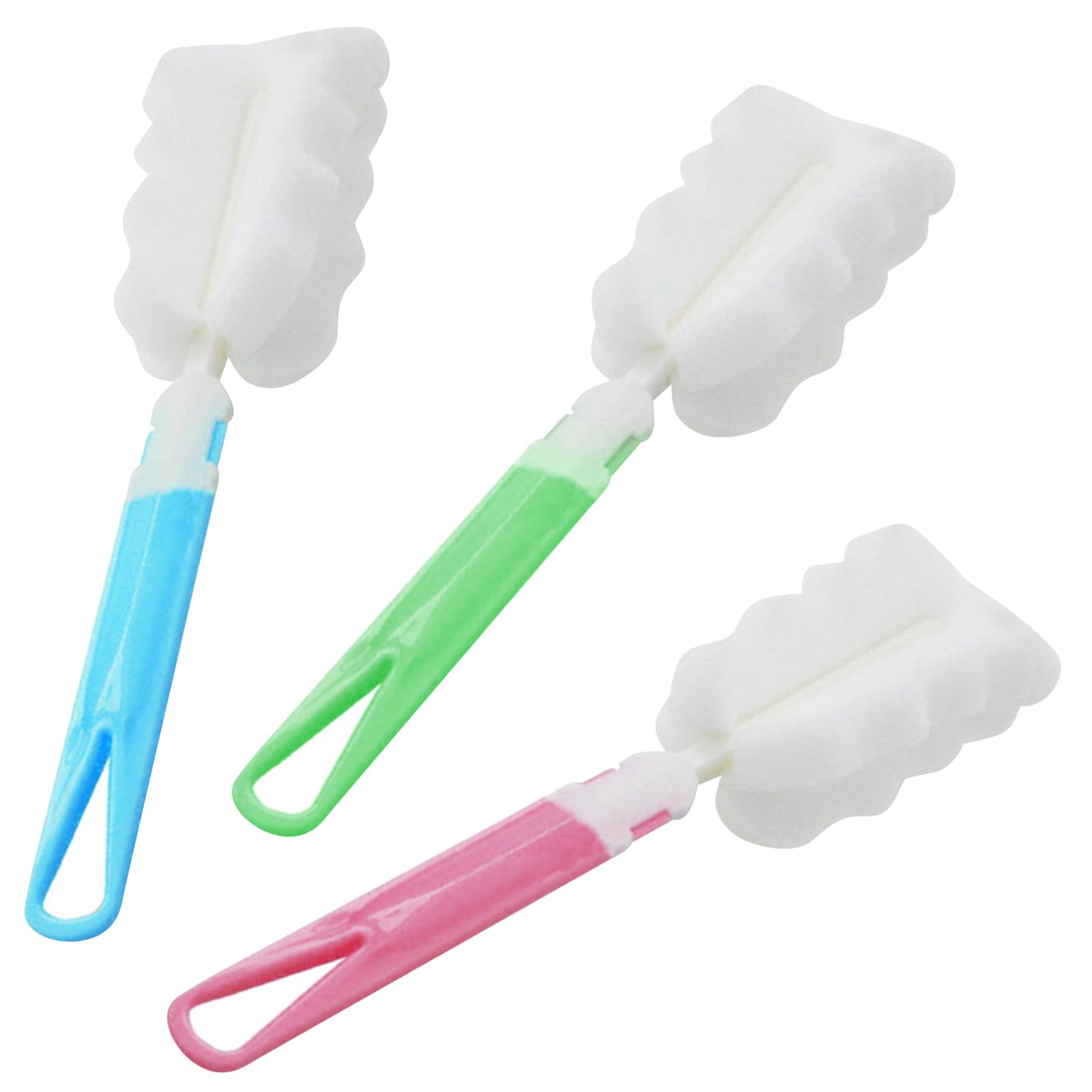 3 PCS Sponge Bottle Brushes for Cleaning With Handle for Cups Mugs, 3Colors