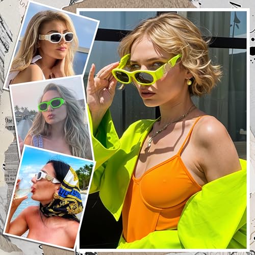 Hycredi Rectangle Sunglasses for Women Men Retro Driving Glasses 90’s Vintage Fashion Irregular Frame UV400 Protection2