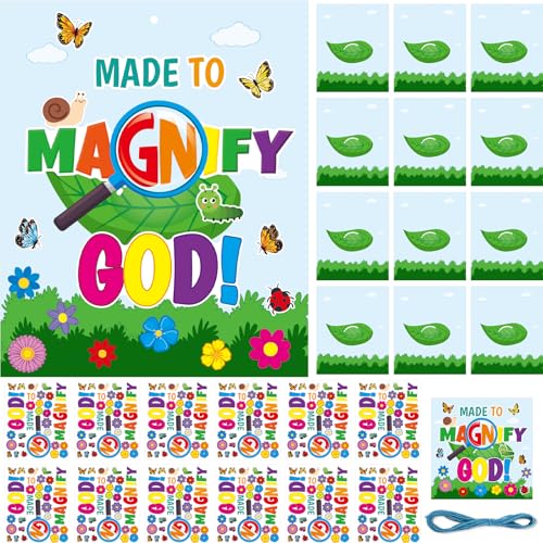 WorldBazaar Made to Magnify God Crafts Kids Classroom Decorations 12 Pack Wall Hanging Ornaments Church Family Educational Projects Activities Magnified VBS