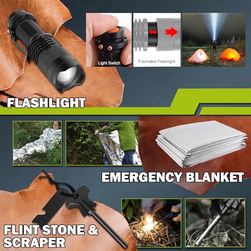 Gifts for Men Dad Him Christmas, Survival Kit 17 in 1, Emergency Survival Gear and Equipment for Fishing Hunting,Christmas Stocking Stuffers, Camping Accessories, Cool Gadget - Image 4