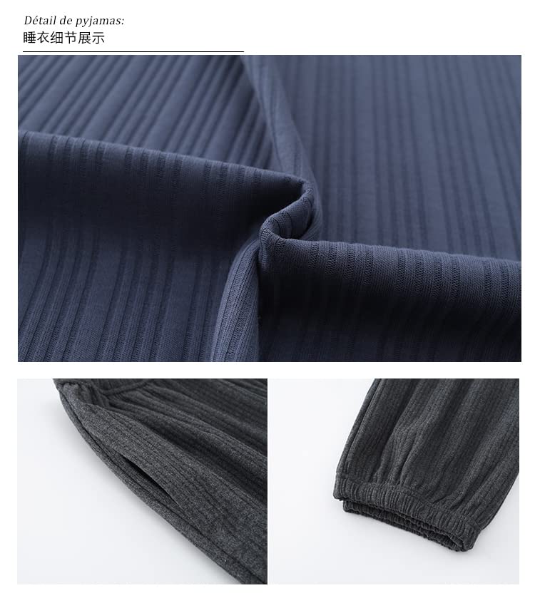 Pigiama Pigiama Uomo in Cotone A Maniche Lunghe A Maniche Lunghe Plus Cotone Homewear Vestito Abito Esterno Usura Casual