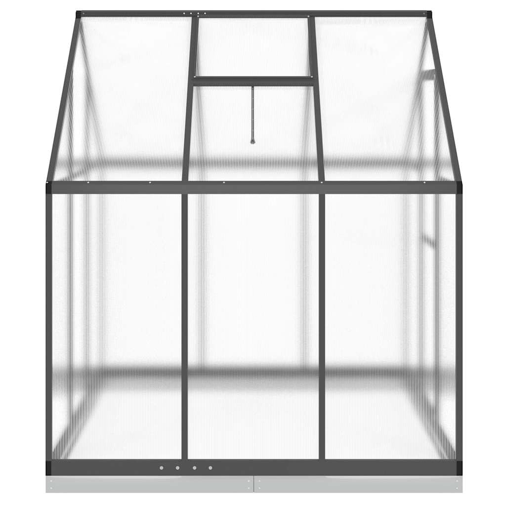 Szklarnia z ramą fundamentową, antracytowa, aluminiowa, 169 x 169 x 202 cm, odporna na promieniowanie UV, z oknem wentylacyjnym i drzwiami skrzydłowymi, do ogrodu, na balkon, taras, odporna na