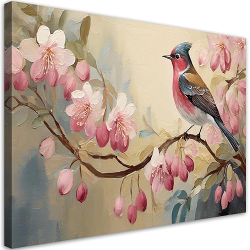 Feeby - Tableaux Decoratifs - Tableau Salon Grand Format - Oiseaux Animaux Shabby chic - 45x30 1partie - Décoration Chambre - Toile Imprimée Intissé Decoration Murale