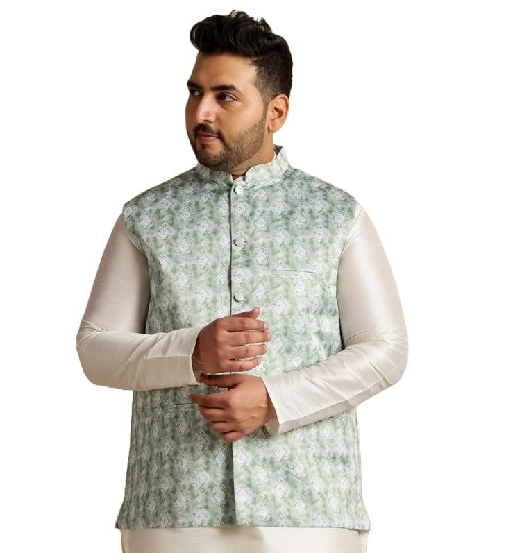sojanya PLUS (Since 1958) Men's Cotton Satin Ethnic Printed Nehru Jacket-picture-35