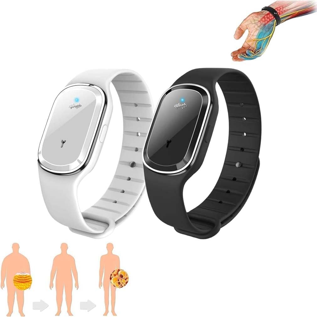 GFOUK Ultrasonic Wristband, New Ultrasonic Bracelets, Ultrasonic Weight Loss Wristband, Josfit Ultrasonic Fat Blasting Wristband, Adjustable Bracelet Titanium Wristband for Men and Women (2PCS)