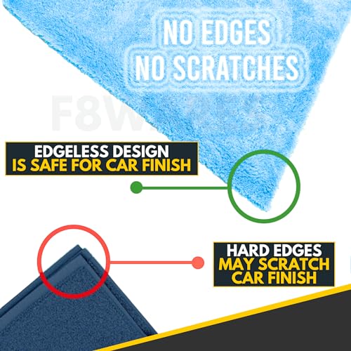 Image of F8WARES 2PK Microfiber Cloth for Car -Edgeless 550 GSM Absorbent Car Cleaning Cloth 40X40 cm - Micro Fiber Cloth for Car Cleaning - Car Washing Clothes Microfiber Towel - Microfiber Cloth for Bike