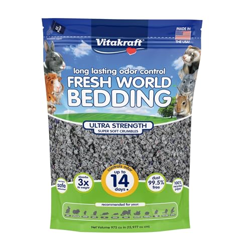 Vitakraft Fresh World Small Animal Bedding - Ultra Strength - Pet Bedding for Litter Boxes and Cages (16 L),Gray, 975 cu in