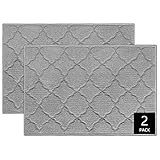 iOhouze Indoor Outdoor Doormat Grey Trellis, 20'x 32', 2 Packs, Super Absorbent, Non Slip, Low Profile, Machine Washable, Dirt Resistant, Grey Outdoor Rug Welcome Mat for Entryway, Patio