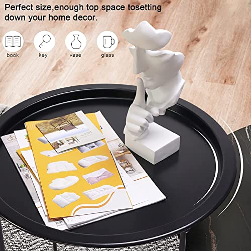 Garden 4 You ZY2143-2PC-CA End Table Set Of 2, Outdoor Side Table, Small Patio Table Metal Side Table, Round Folding Side Table thumb #4