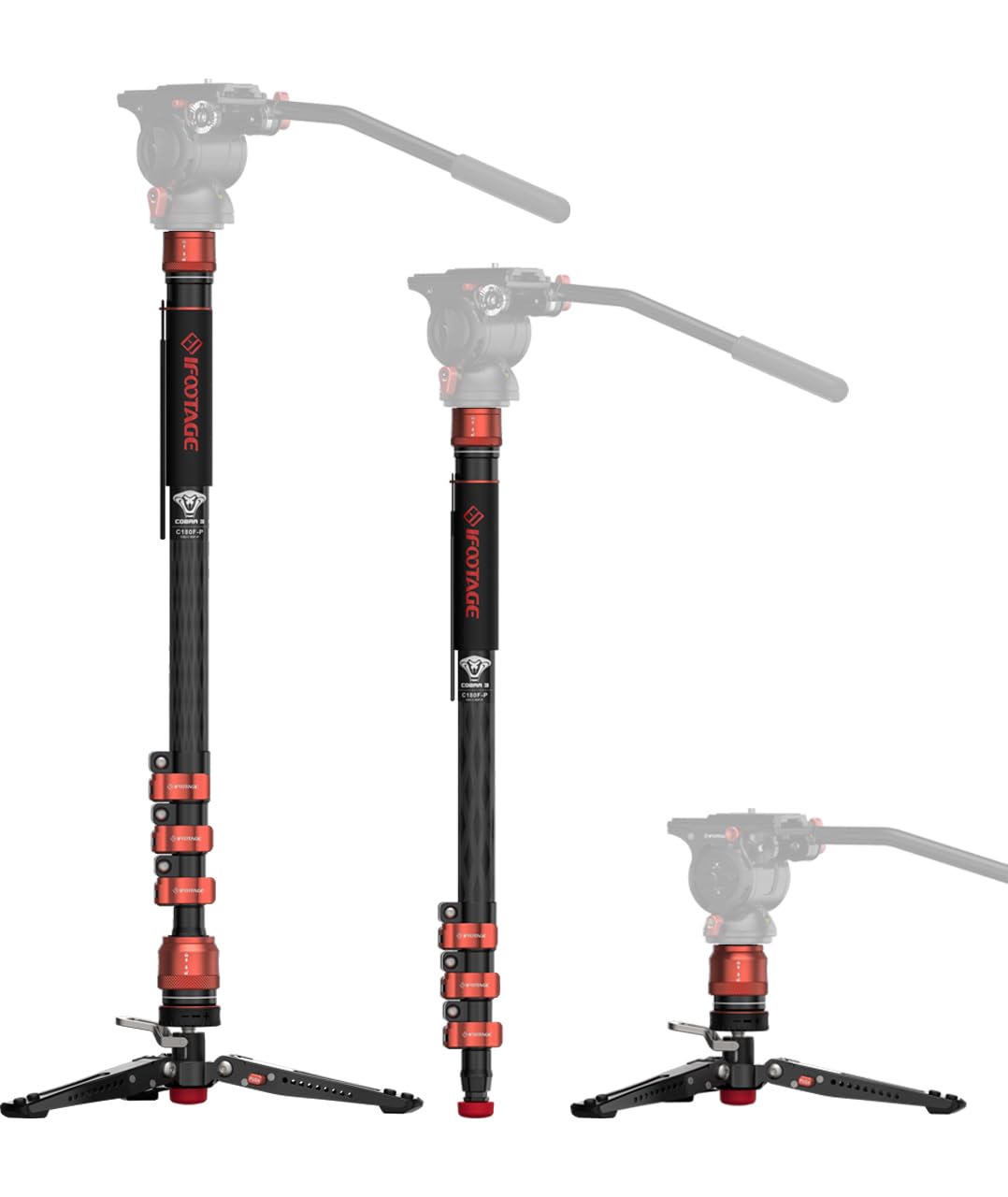Amazon | IFOOTAGE Cobra 3 C180F-Pモノポド ペダル付属、180cmの 