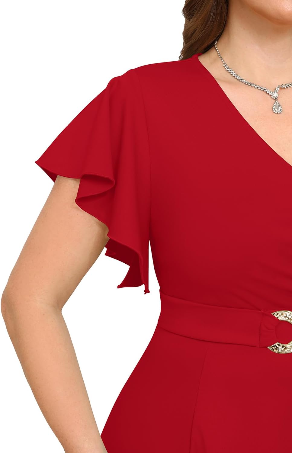 Pinup Fashion Women Plus Size Dresses for Wedding Guest - Cocktail Semi Formal A-Line Midi Dress with Pockets - Image 4