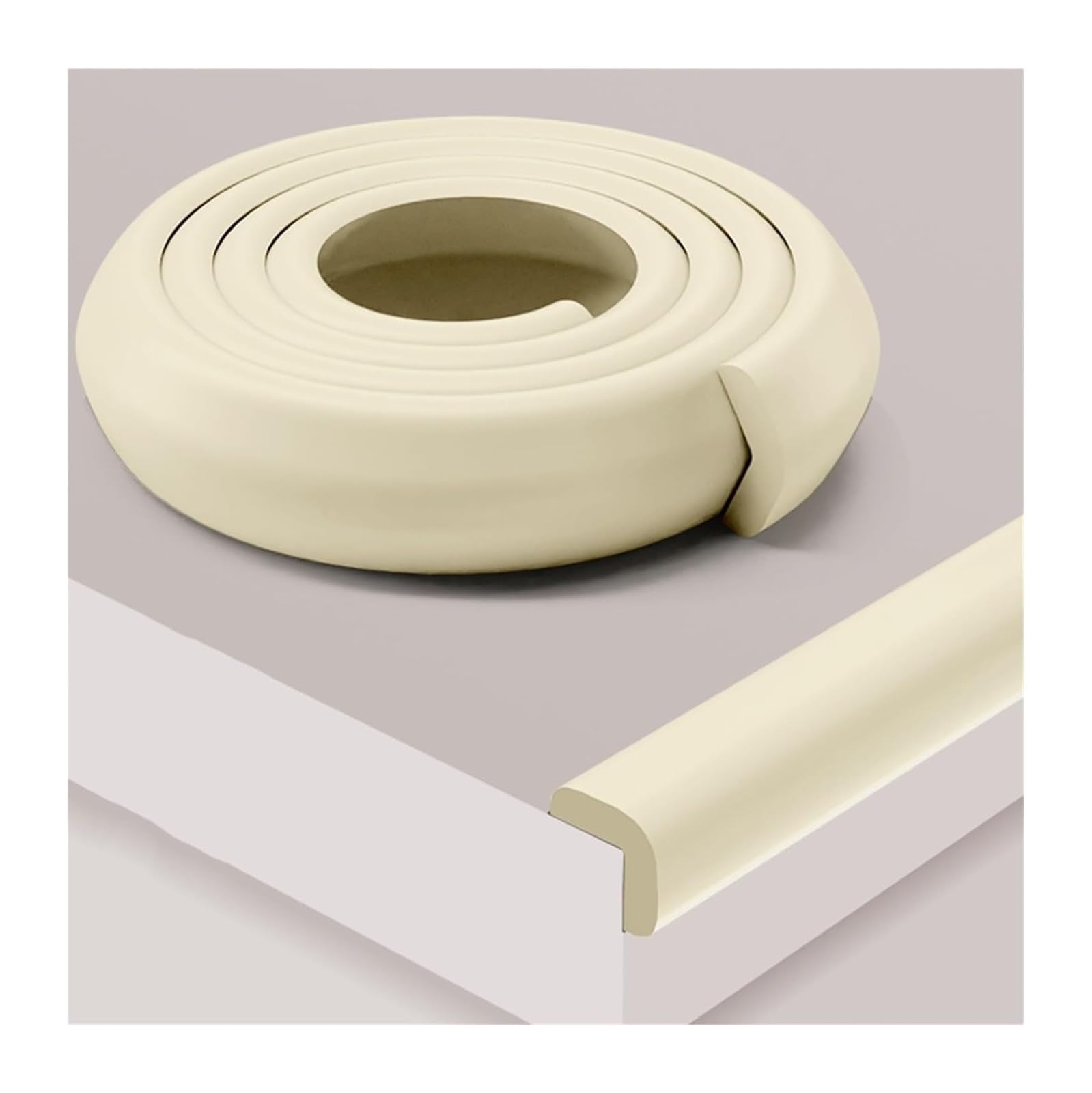 Bandes de sécurité en mousse pour enfants, protection des coins de table pour enfants, coussin auto-adhésif anti-collision pour chaise, banc, meubles, lit, armoires, escaliers (beige, 5 m)