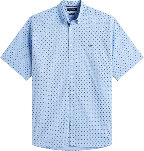 Tommy Hilfiger Herren Hemd Flex Poplin Kurzarm, Blau (Sweet Blue/Allover), 4XL – Ansicht 6