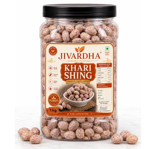 Image of Jivardha Healthy Khari Shing Peanuts 1kg | Crunchy Salted Groundnuts | Energy Boosting Snack | Freshly Packed Premium Quality Peanuts