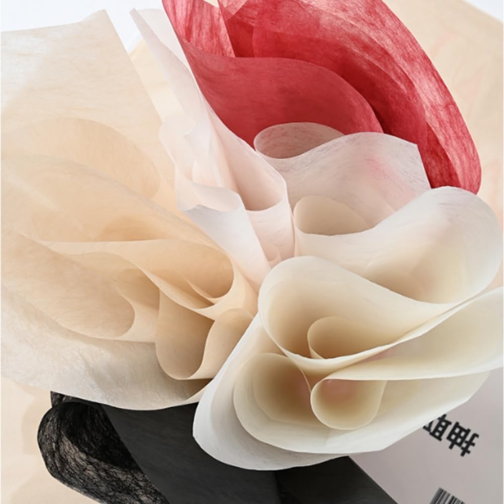 40 Fogli Carta Floreale Coreana - Impermeabile, Per Bouquet, Regali, 17,7x23,6 Cm, Colore Latte - Foto 3