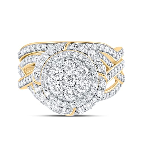 SB Jewelers 14Kt Yellow Gold 1 1/5 CTW Natural Diamond Fashion Flower Bridal Set