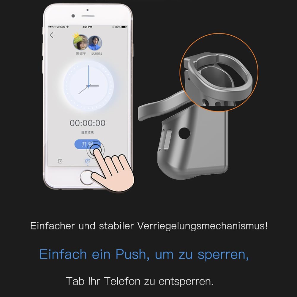 Kuaecr Peniskäfig APP Elektrischer Schock Chastity Cage für Male Mit 2 Penisringe Metall Keuschheitskäfig Peniskäfig Sexspielzeug SM Fetisch Extrem Penis Bondage Unterstützt Bluetooth-Timer-Sperre