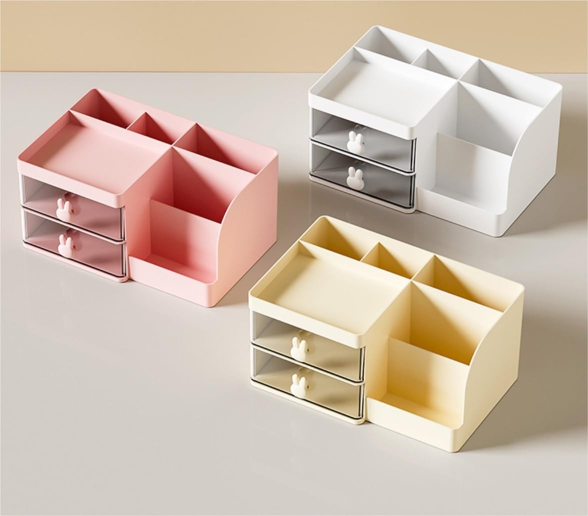 Organizzatore Scrivania Organizzatore da scrivania Multiuso per Trucchi con 2 cassetti Organizzatori e portaoggetti per Donna Ufficio(B)
