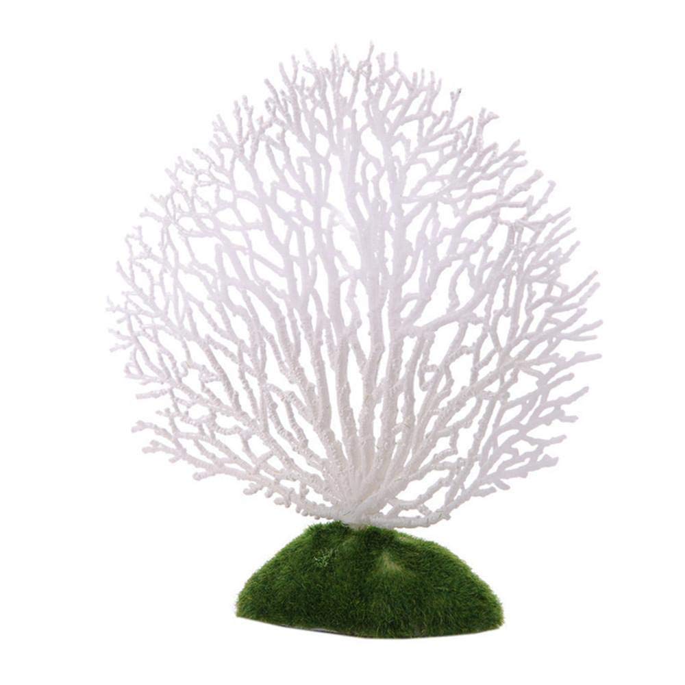 Amaone Fish Tank Plants, Aquarium Artificial Plastic Plant Coral Water Grass Fish Tank Decoration Underwater Simulation Aquatic Creature Aquarium Landscape Ornament (White)