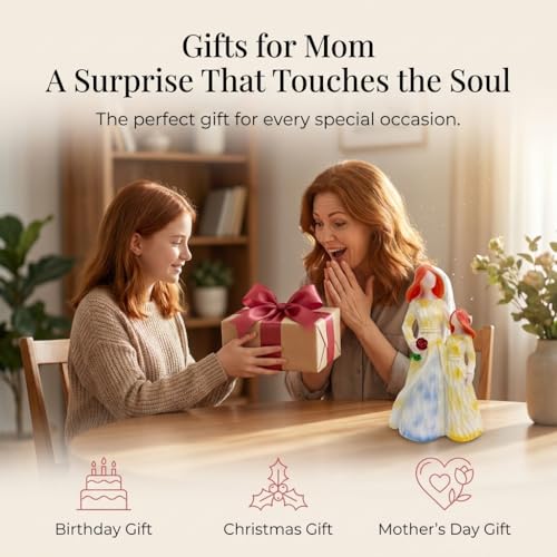 Figura decorativa abrazo madre e hija en resina miniatura 6