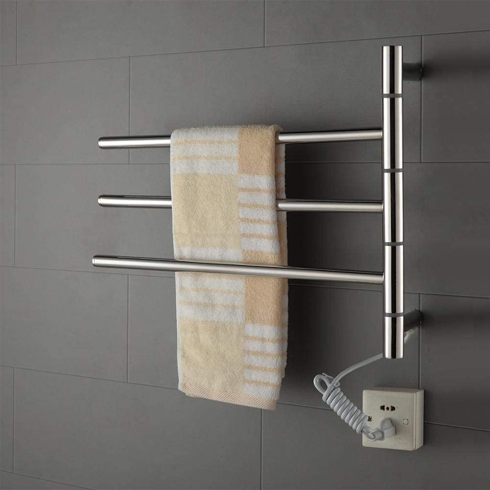 Sèche-Serviettes pour Salle de Bain Moderne en Acier Mural à 3 Barres Pivotantes