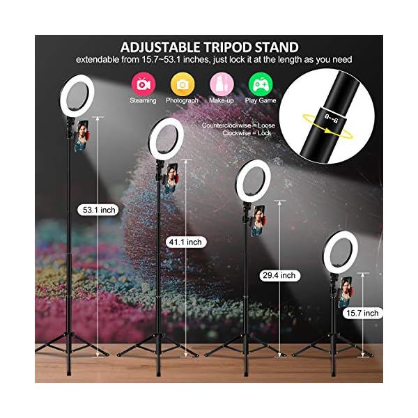Ringlicht mit Stativ-Ständer und Handy-Halter, Megoal Selfie-Ringlicht 8 Zoll dimmbar LED-Kreis Halo Ringlicht für Live… – Bild 4
