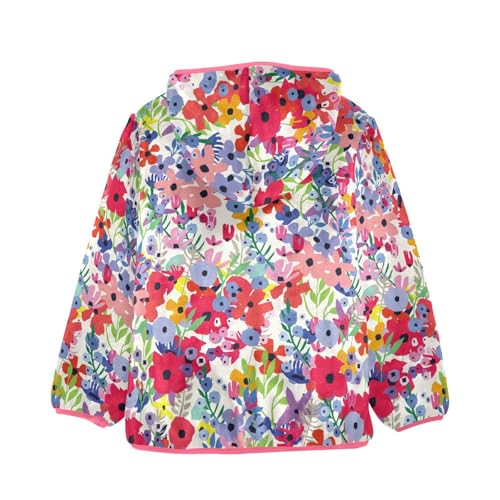 OTVEE Spring Colorful Flowers Wildflowers Kids Hoodie Jacket Fall Spring Full Zip Warm Outwear Coat2