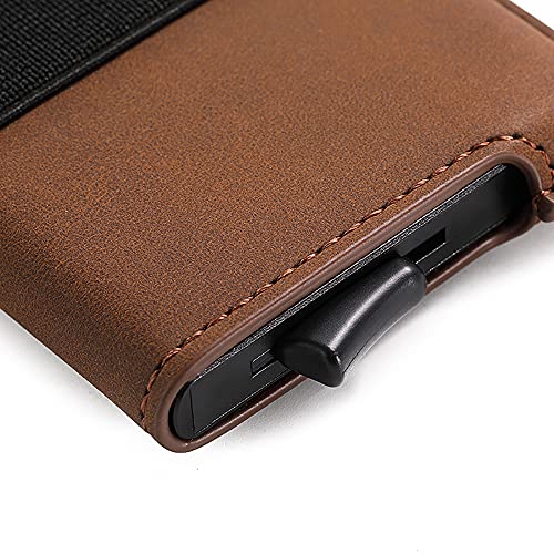 Mini kaarthouder portemonnee heren clip - creditcardhouder met RFID-blokkering met geldhouder in geschenkdoos - RFID-portemonnee kaarthouder, Bruin - Image 6