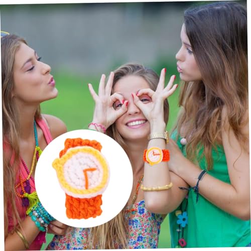 2pcs Funny Simulation Knitted Wristwatches for Couples Soft Bracelet Watches and Orange for Students and Festivals Stylish and Comfortable4