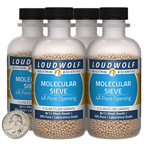 Molecular Sieve / 12 Ounces / 4 Bottles / 99% Pure Laboratory Grade / 8x12 Mesh Beads/USA