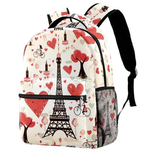 Sac à dos campus tour Eiffel multicolore avec porte-bouteille pour fille et garçon