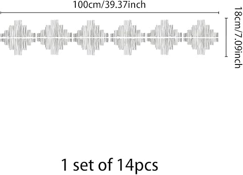 Miniatura 3 de funlife 14 calcomanías para elevador de escalera de línea bohemia dibujadas a mano, calcomanías decorativas geométricas de vinilo para escalera de