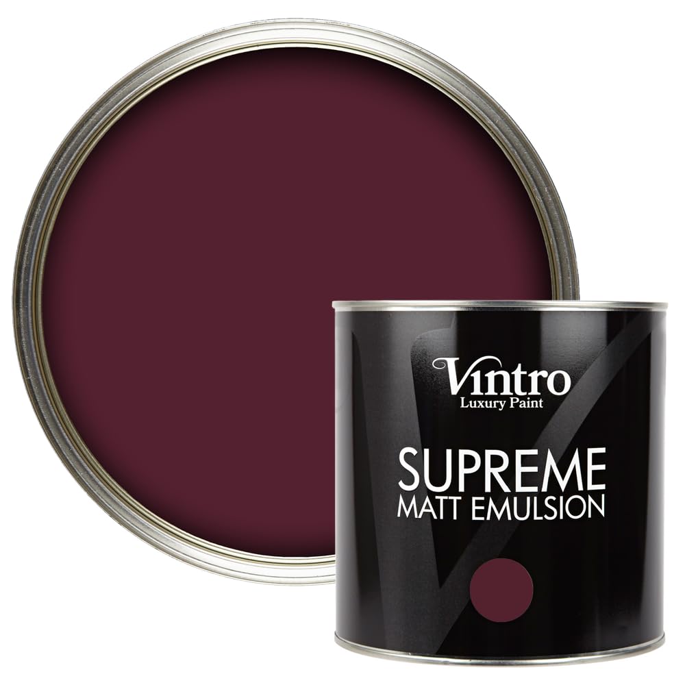 Vintro | Luxury Matt Emulsion | Smooth Chalky Finish | Multi Surface Paint | for Walls, Ceilings, Wood and Metal 2.5L (Dark Purple - Sweet Damson, 2.5 Litre)