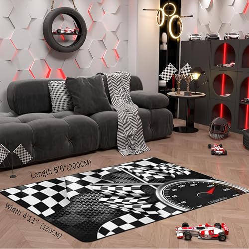 Tapete decorativo geométrico negro y blanco 150x200 cm miniatura 2