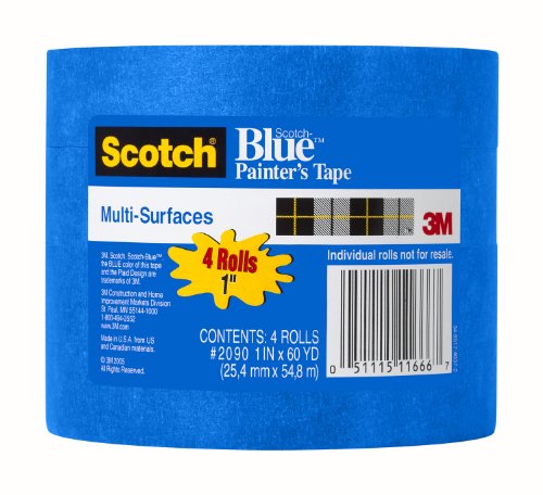 3M ScotchBlue Painter's Tape for Multi-Surfaces, .94 by 60-Yard, 4-Pack
