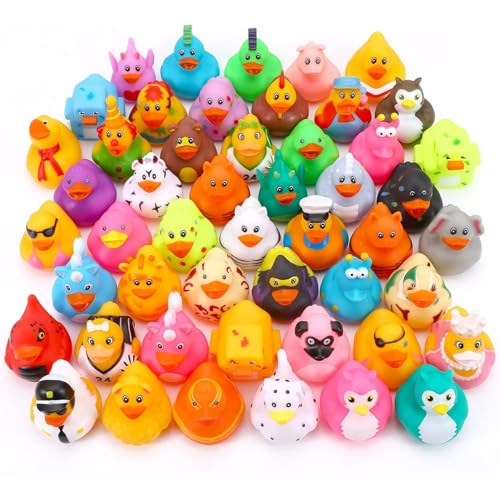 AM ANNA 24 Pcs Rubber Ducks Bath Toy for Kids Random Assortment Ducks Bulk Mini Rubber Duckies for Toddler Baby Bath Toys Kids Bath Pool Toys Birthday Gifts Party Favors