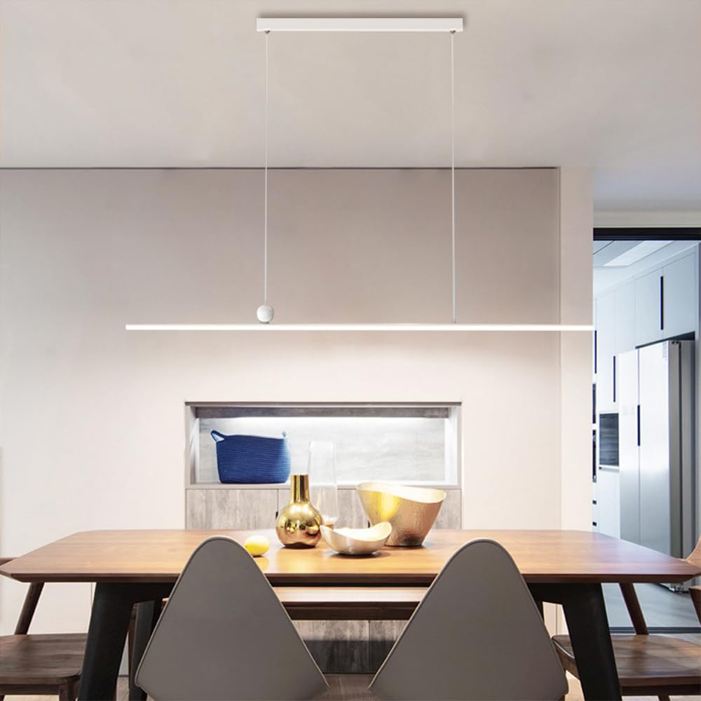 Lampadario minimalista Lampadario lineare Lampada da soffitto Tavolo da pranzo Illuminazione Lampade a sospensione a LED Lampadari a striscia lunga Lampade a sospensione per ristorante Ufficio Cucina