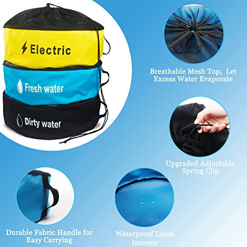 Image of RV Hose Storage Bag, 3 Pack Utility Bag for Sewer Hose, Camper and RV Accessories with 3 Storage Straps, 3 Colors for Fresh & Black Water Hoses, Electrical Cords and Camper Accessories