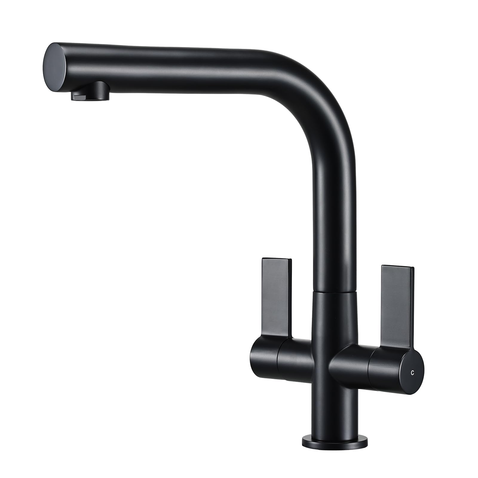 Hapilife Kitchen Tap Matt Black Dual Lever L-Shape Spout 26.5CM Height — image 1