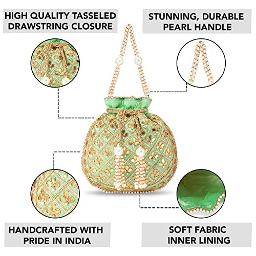 Image of Aheli Embroidered Potli Bag Gift for Women Handmade Ethnic Purse Evening Handbags Stylish Bridal Fashion Clutch Bag