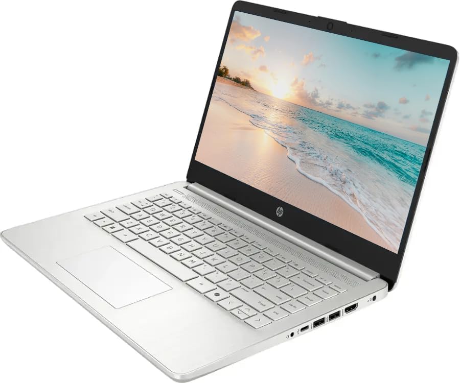 Image of HP 14 inch LED Business &Student Laptop with 1-Year Office 365, 4GB RAM 640GB Storage (128GB UFS + 512GB SD Card), Intel Quad-Core N150 Processor, Windows 11 S, PLUSERA Earphones, Natural Silver