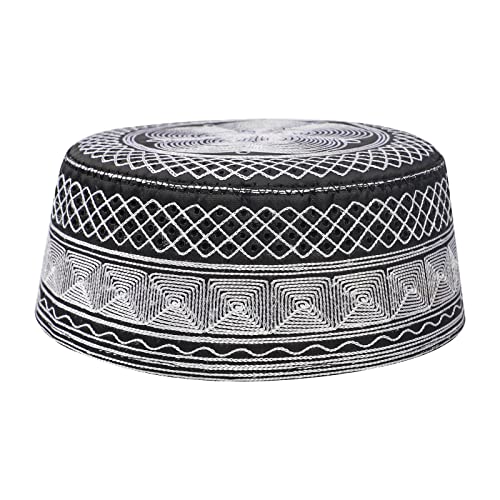 Image of Men Muslim Prayer Kufi Hat Prayer Headwear Cap Islamic Beanie Skull Cap Embroidery Kofia Topi Sun Hat