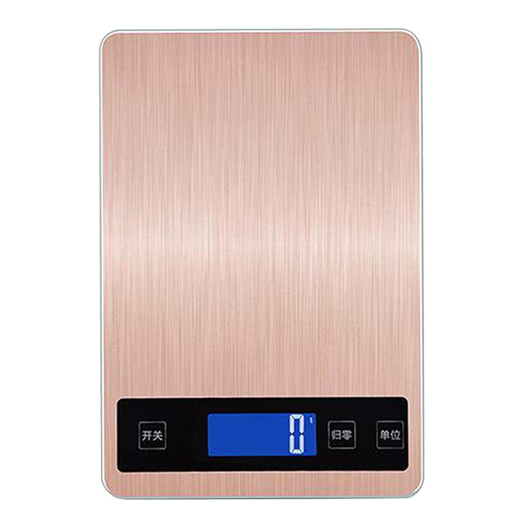 Báscula digital de cocina con cable de carga USB, báscula electrónica para cocinar/hornear (oro rosa, 5 kg/1 g)