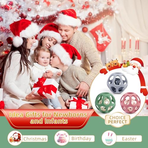 Image of MCGMITT Sensory Balls for Baby, Easy Grasp Food Grade Stretchy Silicone Baby Teether Ball for 0-6 6-12 Months, BPA-Free Montessori Chew Toy, Newborn Infant Learning Developmental Toys Gift