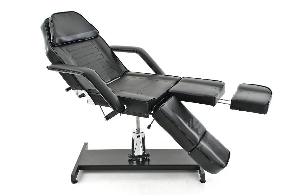 CLP Kosmetikliege SPLIT, Fußteil geteilt, Armlehnen abnehmbar, höhenverstellbar 60-75 cm, auch als Massageliege nutzbar Schwarz