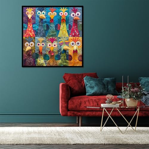 Funny Chickens Puzzles para adultos 1000 piezas, Rompecabezas patchwork de gallo, Colorido rompecabezas de animales como arte de pared para el hogar miniatura 5