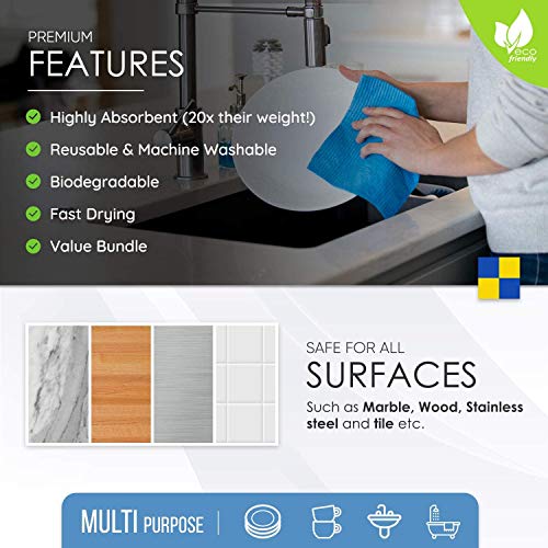 Image of Dishcloth Cellulose Sponge Cloths, Eco-Friendly No Odor Reusable Cleaning Cloths for Kitchen - Absorbent Dish Cloth Hand Towel (Assorted) (10 Pieces)