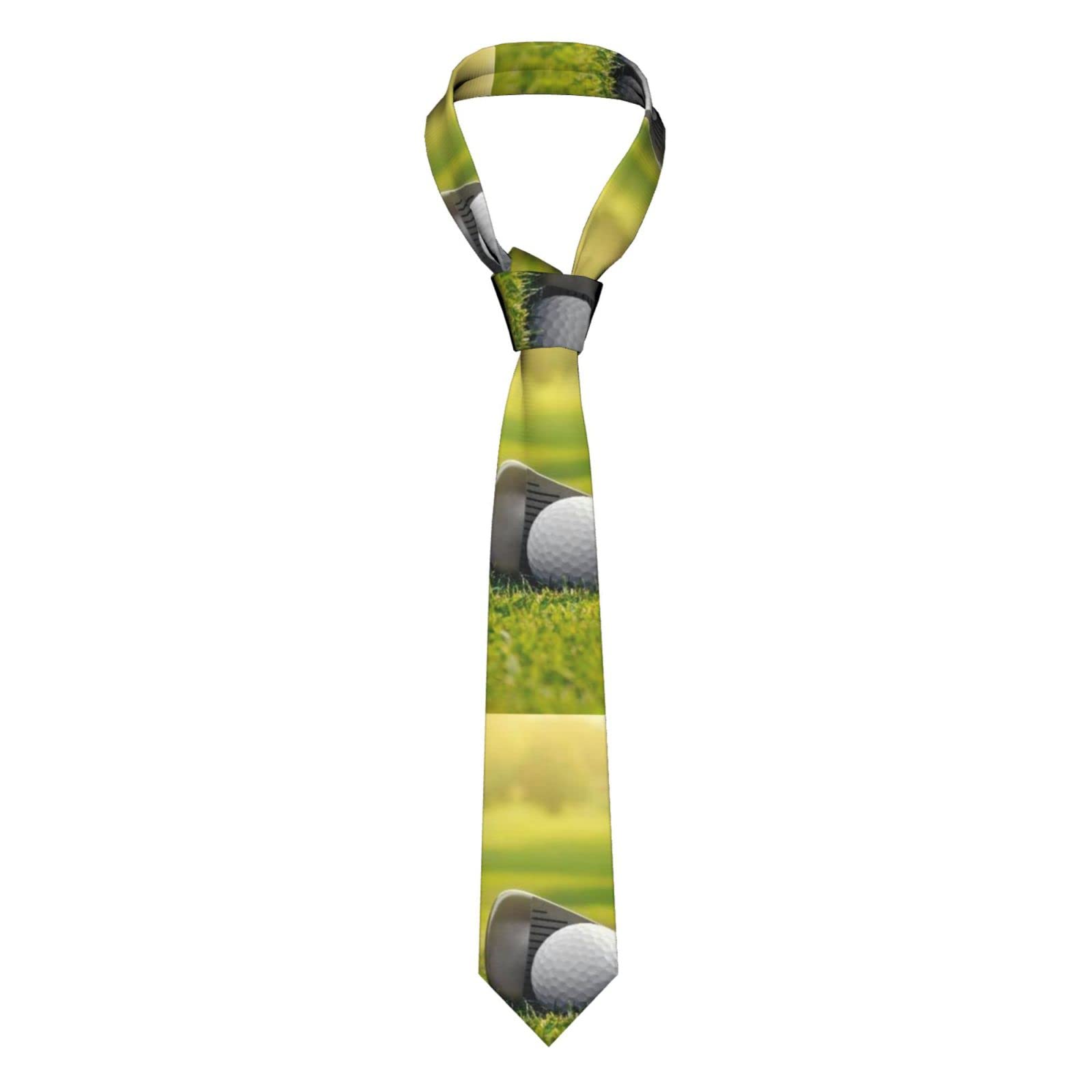 TEMKIN Golf Necktie for Men - Full Print, Silk Slim Suit Ties for Business Birthday Wedding Banquet Party