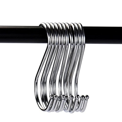 Fheaven Premium 10-Pack Larger Round S Shaped Hooks in Polished Stainless Steel Metal