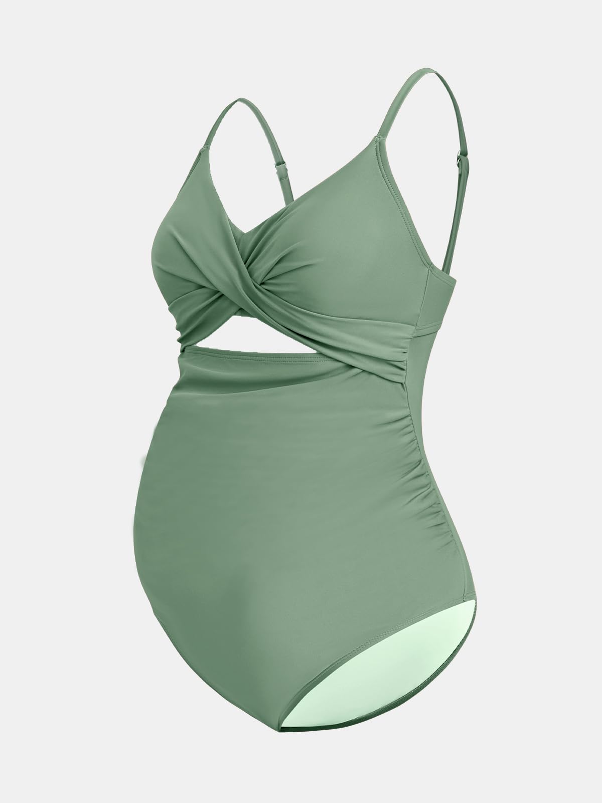 CUPSHE Maillot de bain une pièce pour femme - Enveloppé sur le devant - Maillot de bain de grossesse froncé - Crochet dans le dos